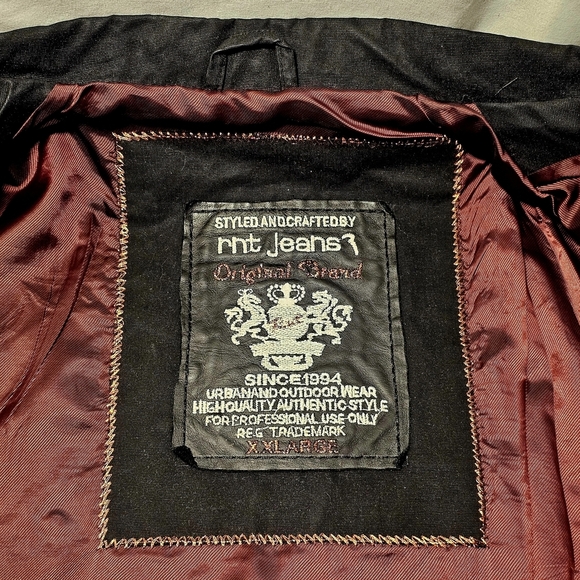 rnt23 Ron Tomson Urban Outdoor Wear Mens Y2K 90's Black Denim Jacket XXL - Picture 13 of 16